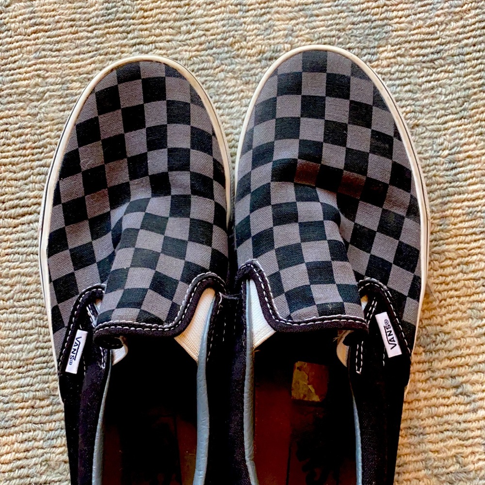 Vans checked slip ons 7 men 8.5 women